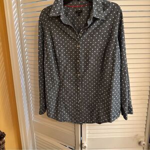 Talbots Blue Polka Dot Button Down Shirt